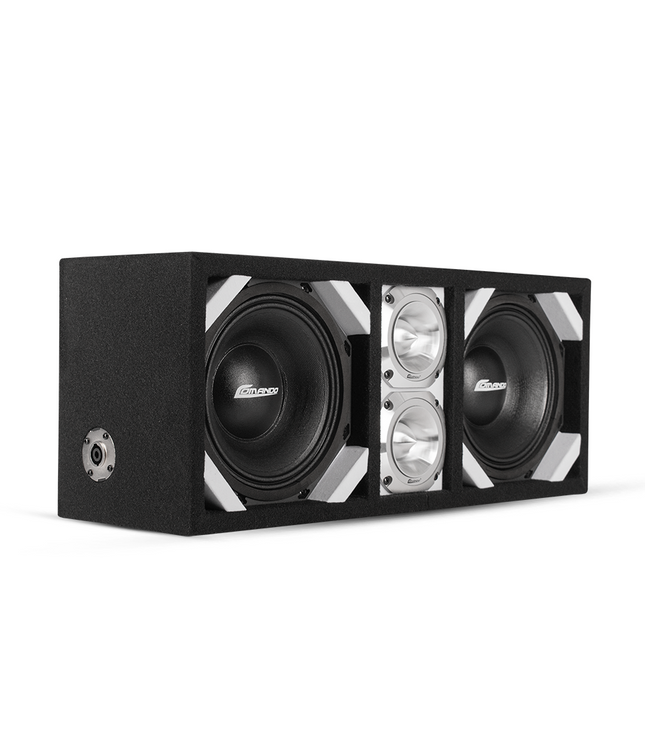 KTPONV2-208WHITE / DUAL 8" WHITE LOADED PORTED BOX + 2 TWEETER