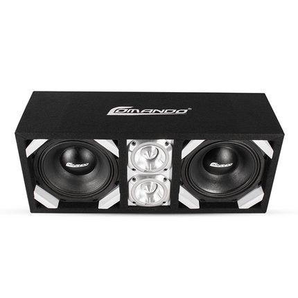 KTPONV2-208WHITE / DUAL 8" WHITE LOADED PORTED BOX + 2 TWEETER