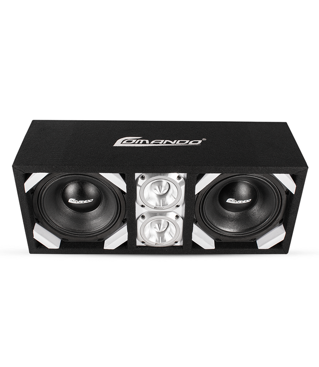 KTPONV2-208WHITE / CAJA CON PUERTO CARGADO BLANCO DE 8" DOBLE + 2 TWEETER