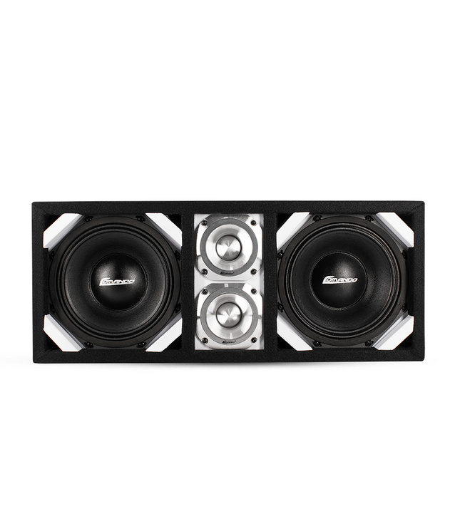 KTPONV2-208WHITE / DUAL 8" WHITE LOADED PORTED BOX + 2 TWEETER