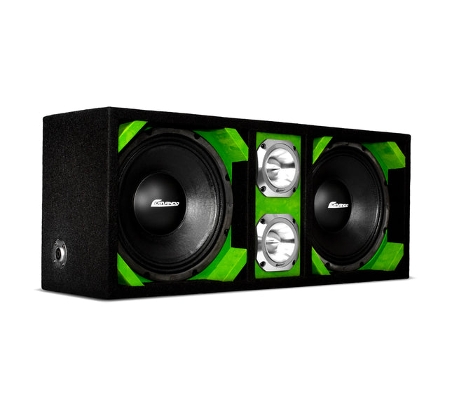 KTPONV2-210LIME / DUAL 10" LIME LOADED PORTED BOX + 2 TWEETER - Comando Audio Inc.