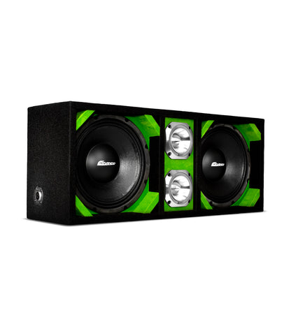 KTPONV2-210LIME / DUAL 10" LIME LOADED PORTED BOX + 2 TWEETER