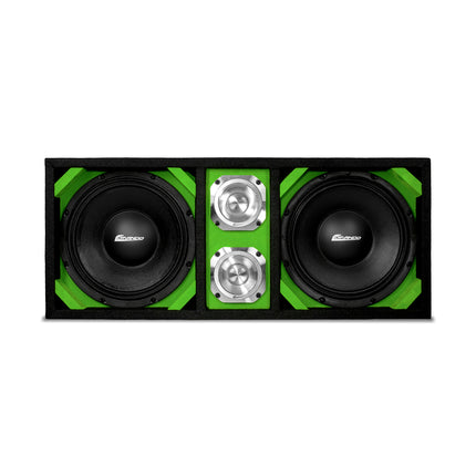 KTPONV2-210LIME / DUAL 10" LIME LOADED PORTED BOX + 2 TWEETER