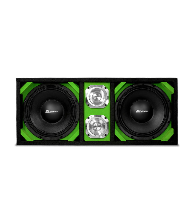 KTPONV2-210LIME / DUAL 10" LIME LOADED PORTED BOX + 2 TWEETER