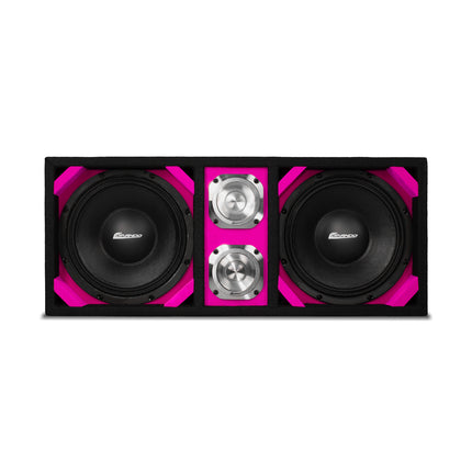 KTPONV2-210PINK / DUAL 10" PINK LOADED PORTED BOX + 2 TWEETER