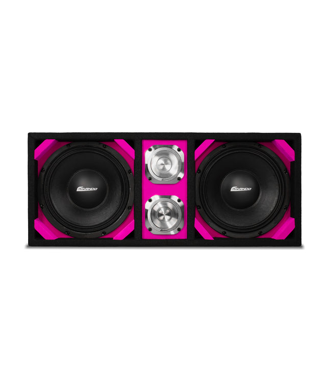 KTPONV2-210PINK / DUAL 10" PINK LOADED PORTED BOX + 2 TWEETER