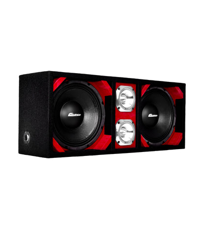 KTPONV2-210RED / DUAL 10" RED LOADED PORTED BOX + 2 TWEETER