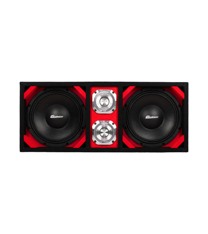 KTPONV2-210RED / DUAL 10" RED LOADED PORTED BOX + 2 TWEETER