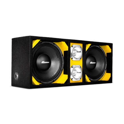 KTPONV2-210YELLOW / DUAL 10" YELLOW LOADED PORTED BOX + 2 TWEETER