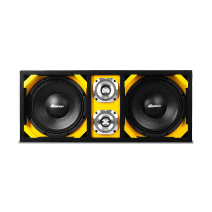 KTPONV2-210YELLOW / DUAL 10" YELLOW LOADED PORTED BOX + 2 TWEETER