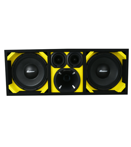 KTPON-210YELLOW / DUAL 10" YELLOW/BLACK  LOADED PORTED BOX (With Tweeters + Driver)